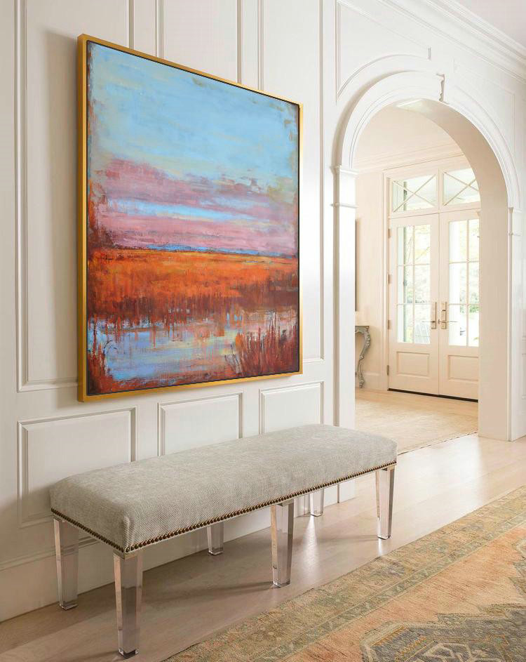 Large Abstract Art,Oversized Abstract Landscape Oil Painting,Contemporary Wall Art,Blue,Pink,Red.etc